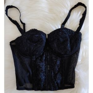 Felina lingerie black embroidered bustier 36B